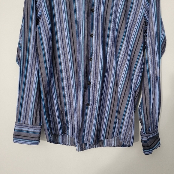 Tallia Men's 100% Cotton Striped Button Down Shirt - Picture 3 of 8